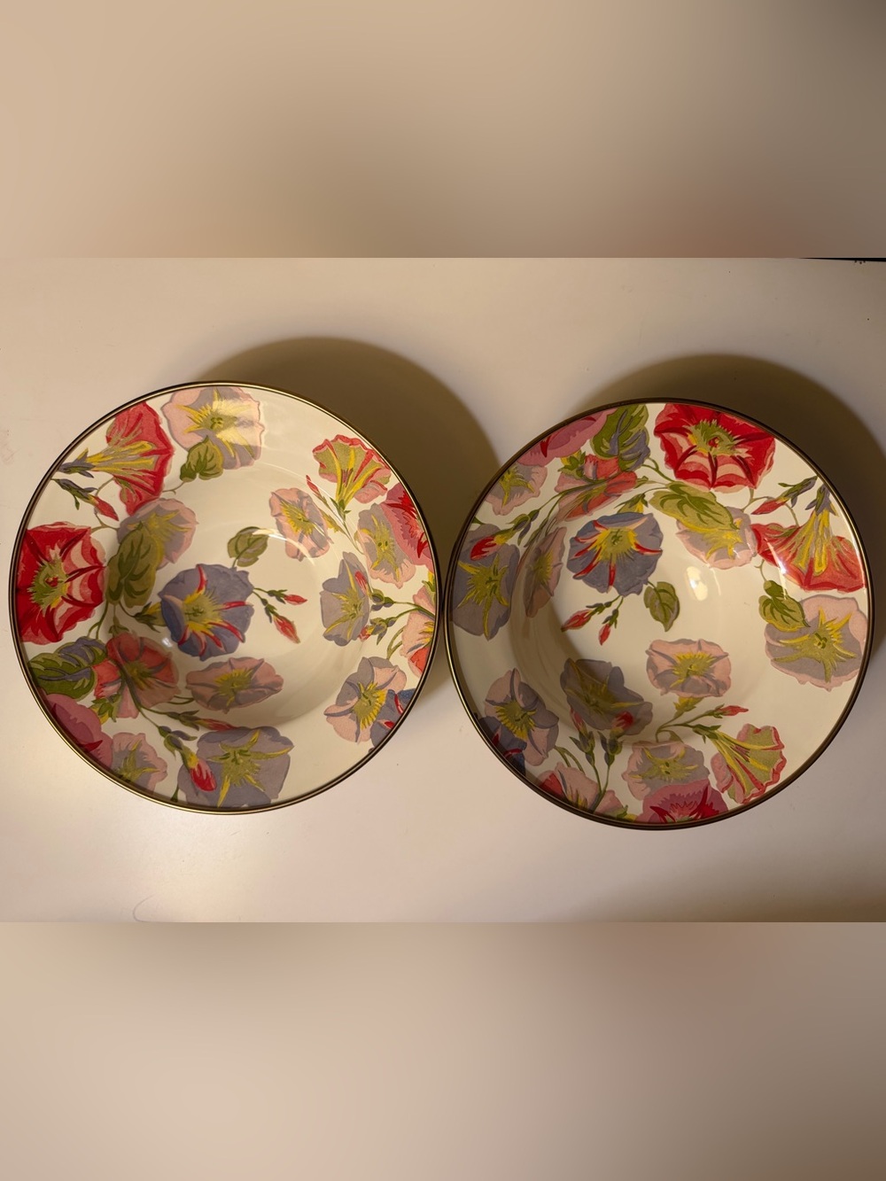 Mackenzie Childs Morning Glory Breakfast Bowls 6.5” diameter set of 2